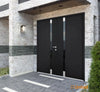 Front Exterior Prehung Steel Doors | Stainless Inserts Single Modern Doors | Black | Buy Doors Online