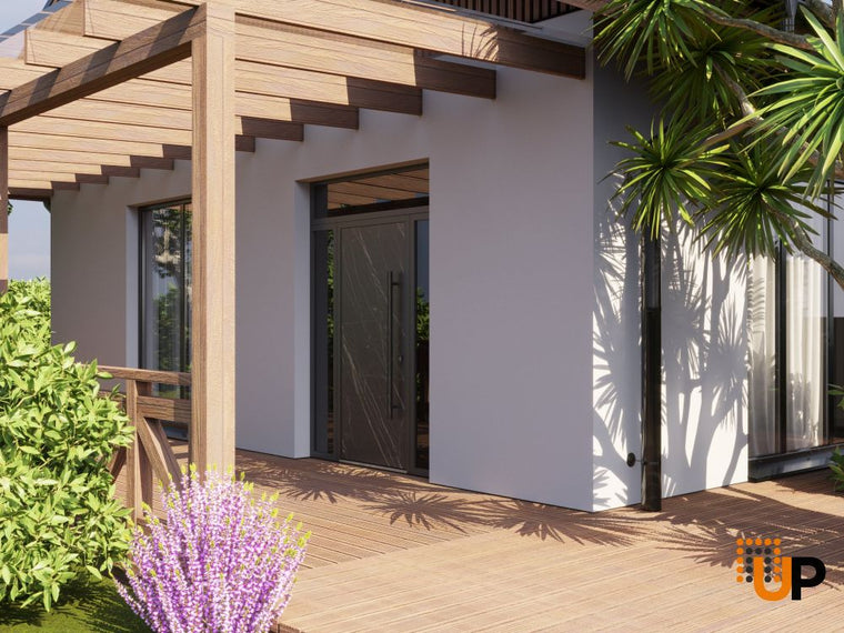 Front Exterior Prehung Steel Door | Dekton 0118 Natural Noir | Entry Metal Modern Painted