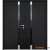 Front Exterior Prehung Steel Doors | Stainless Inserts Single Modern Doors | Black | Buy Doors Online