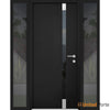 Front Exterior Prehung Steel Doors | Stainless Inserts Single Modern Doors | Black | Buy Doors Online