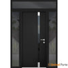 Front Exterior Prehung Steel Doors | Stainless Inserts Single Modern Doors | Black | Buy Doors Online