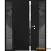 Front Exterior Prehung Steel Doors | Stainless Inserts Single Modern Doors | Black | Buy Doors Online