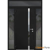 Front Exterior Prehung Steel Doors | Stainless Inserts Single Modern Doors | Black | Buy Doors Online