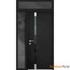 Front Exterior Prehung Steel Doors | Stainless Inserts Single Modern Doors | Black | Buy Doors Online