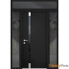 Front Exterior Prehung Steel Doors | Stainless Inserts Single Modern Doors | Black | Buy Doors Online