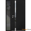 Front Exterior Prehung Steel Doors | Stainless Inserts Single Modern Doors | Black | Buy Doors Online