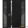 Front Exterior Prehung Steel Doors | Stainless Inserts Single Modern Doors | Black | Buy Doors Online