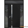 Front Exterior Prehung Steel Doors | Stainless Inserts Single Modern Doors | Black | Buy Doors Online