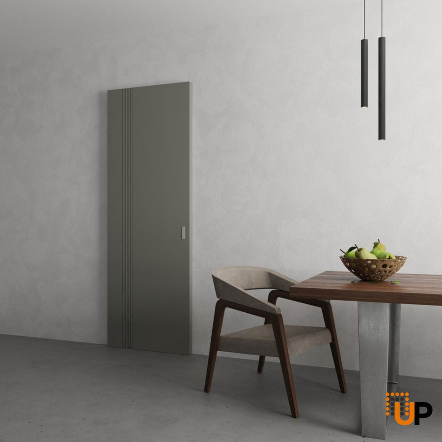 Hidden Barn  | Wood Veneer Doors | Magic Concealed Sliding Set | Basic 0111