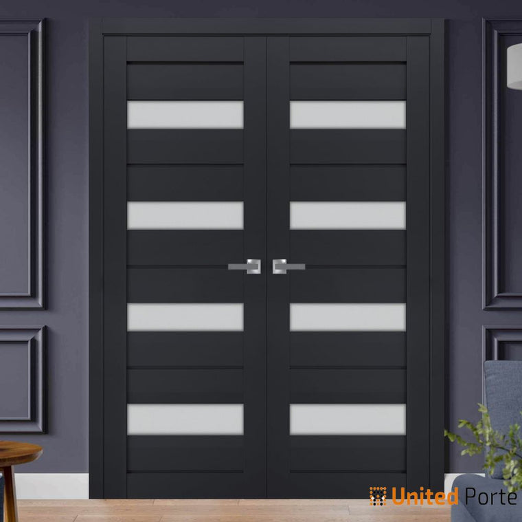 Interior Solid French Swing Door with Frosted Glass | Bathroom Bedroom Sturdy Doors | Veregio 7455