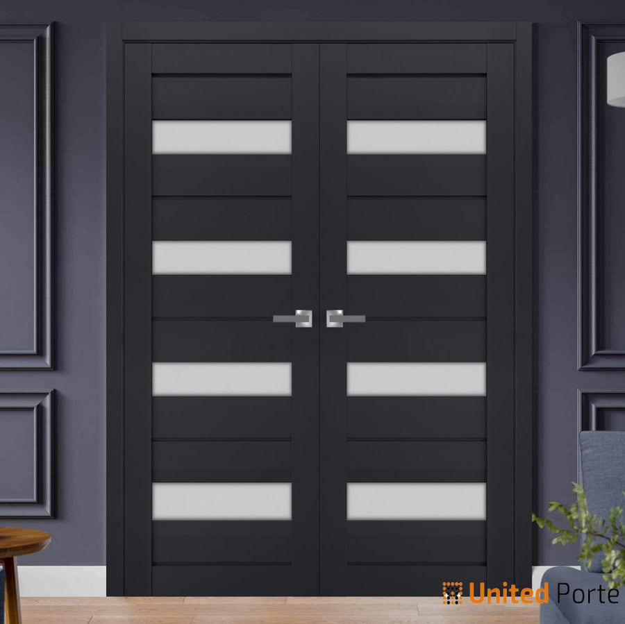 Interior Solid French Swing Door with Frosted Glass | Bathroom Bedroom Sturdy Doors | Veregio 7455