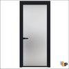 Single Aluminum Glass Swing Modern Aluminum Swing Door with Frosted Glass | Lumo 1900 Black