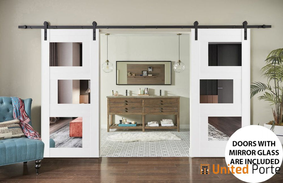 Modern Barn Door with Mirror | Solid Panel Interior Doors | Sete 6999