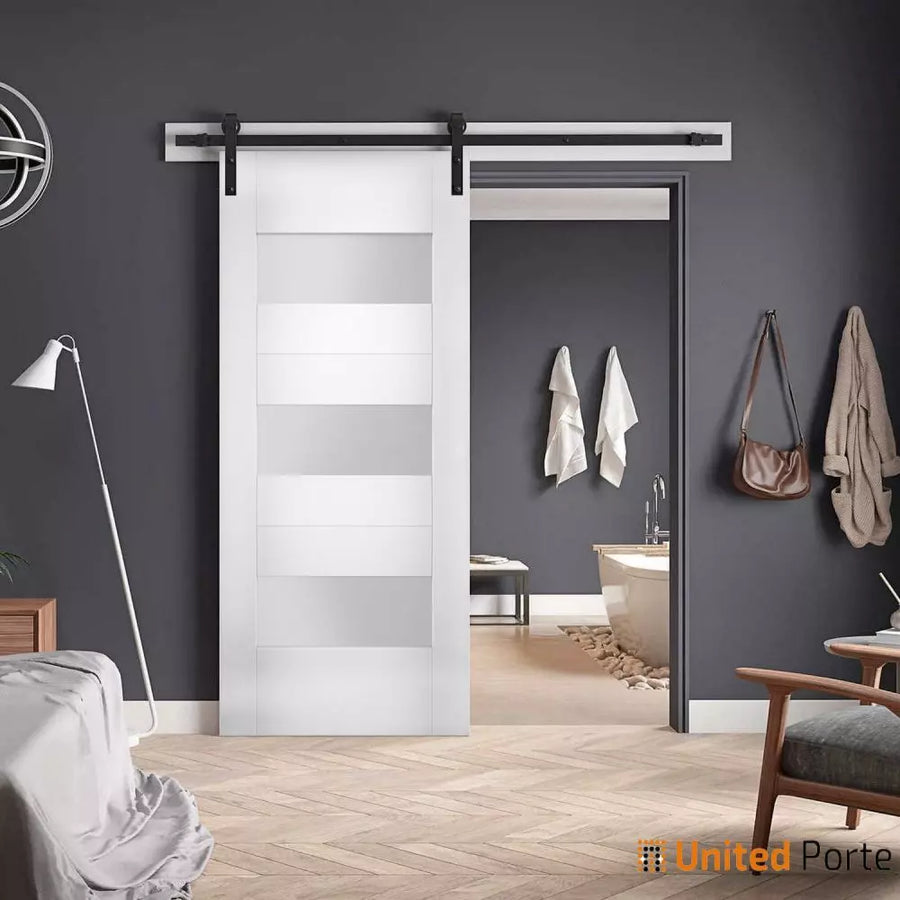 Modern Barn Door with Opaque Glass | Solid Panel Interior Doors | Sete 6003
