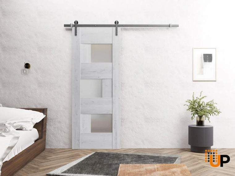 Modern Barn Door with Opaque Glass | Solid Panel Interior Doors | Sete 6933