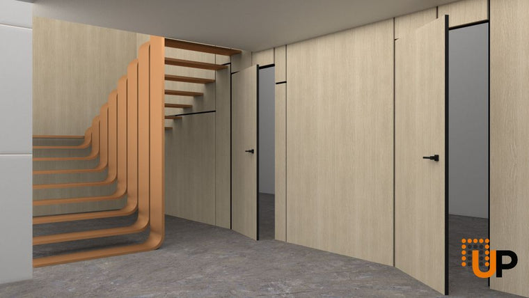 Invisible Solid Hidden Door with Handle | Modern Frameless Doors  | Planum 0010