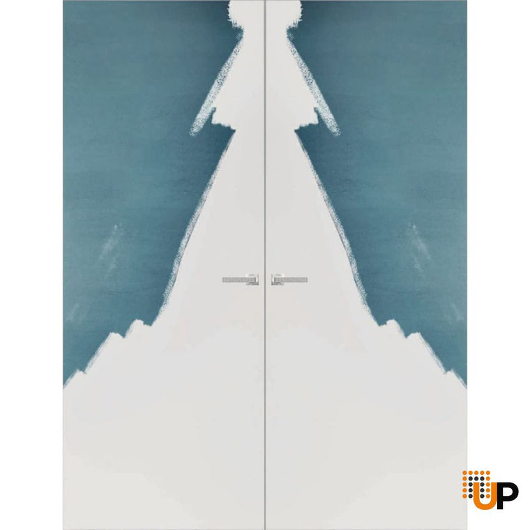 Modern Solid Double Hidden Door with Handle | Modern Wardrobe Wood Solid Doors | Planum 0010 Primed