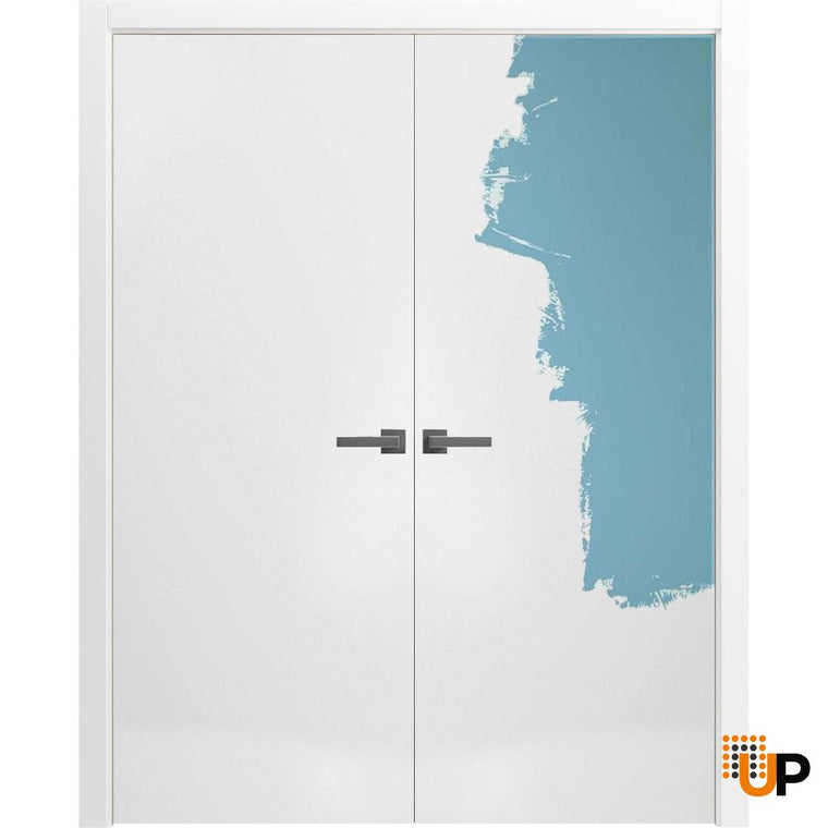 Modern Wood Interior Door with Hardware | Bathroom Bedroom Sturdy Doors | Planum 0010 Primed