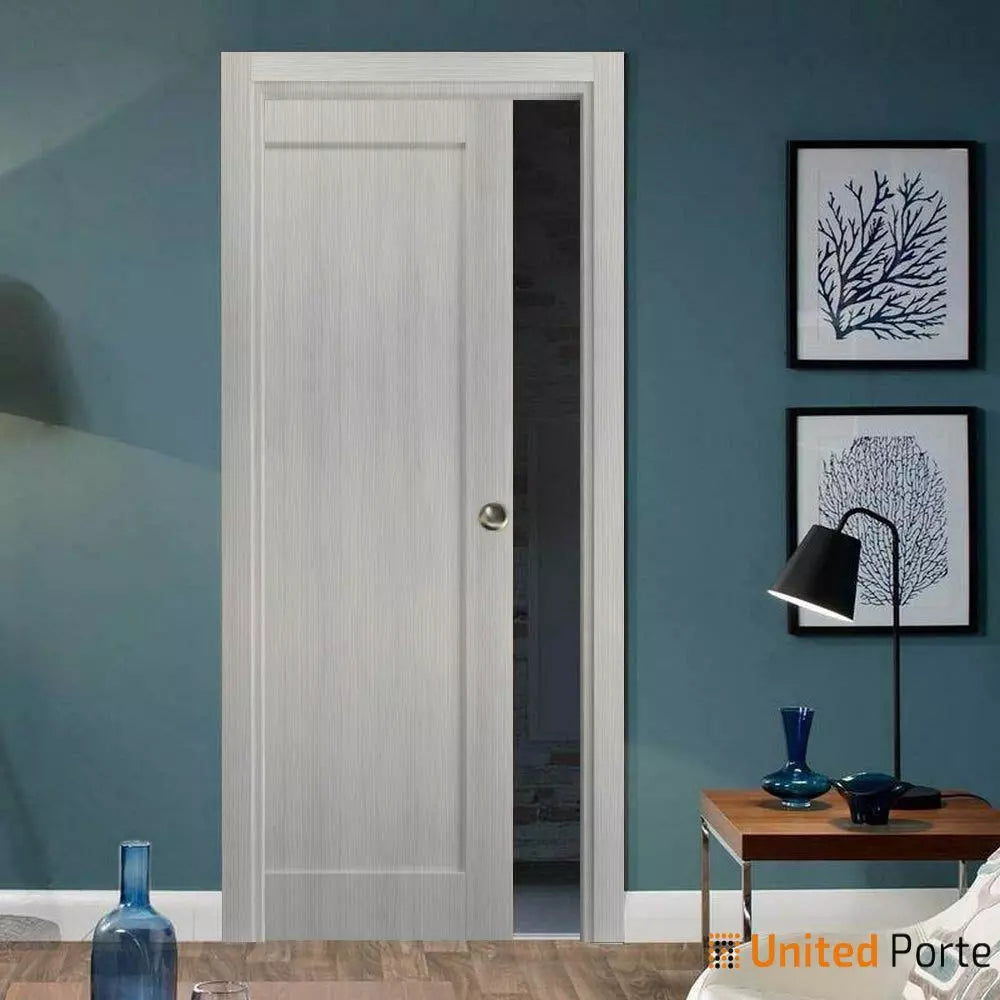 Panel Pocket Door with Hardware | Solid Wood Interior Pantry Kitchen Bedroom Sliding Closet Sturdy Doors | Quadro 4111