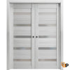 Sliding French Pocket Door with Frosted Glass | Solid Wood Interior Bedroom Sturdy Doors | Quadro 4445