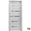 Sliding French Pocket Door with Frosted Glass | Solid Wood Interior Bedroom Sturdy Doors | Quadro 4445
