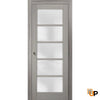 Sliding French Pocket Door with Frosted Opaque Glass | Solid Panel Interior Doors | Quadro 4002