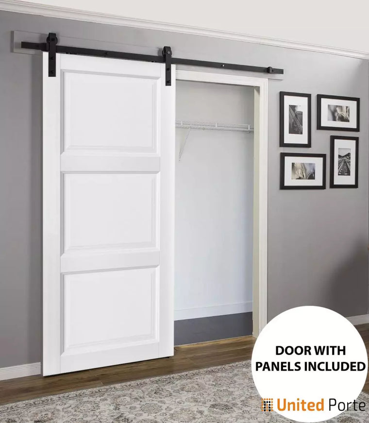 Sliding Barn Door with Hardware | 3-Panel Wooden Solid Doors | Lucia 2661