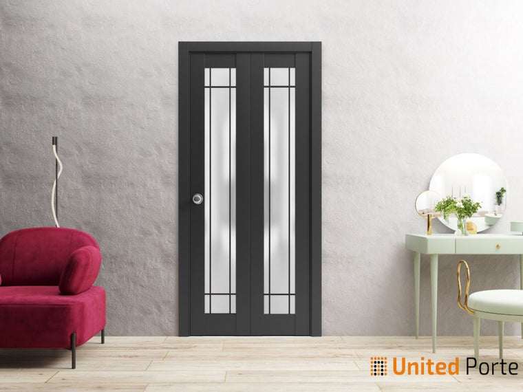 Sliding Closet Bi-fold Doors with Frosted Glass | Wood Solid Bedroom Wardrobe Doors | Planum 2112
