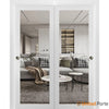 Sliding Closet Bypass Door with Clear Glass | Wood Solid Bedroom Wardrobe Doors | Buy Doors Online