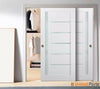 Sliding Closet Bypass Doors with Frosted Glass | Wood Solid Bedroom Wardrobe Doors | Buy Doors Online