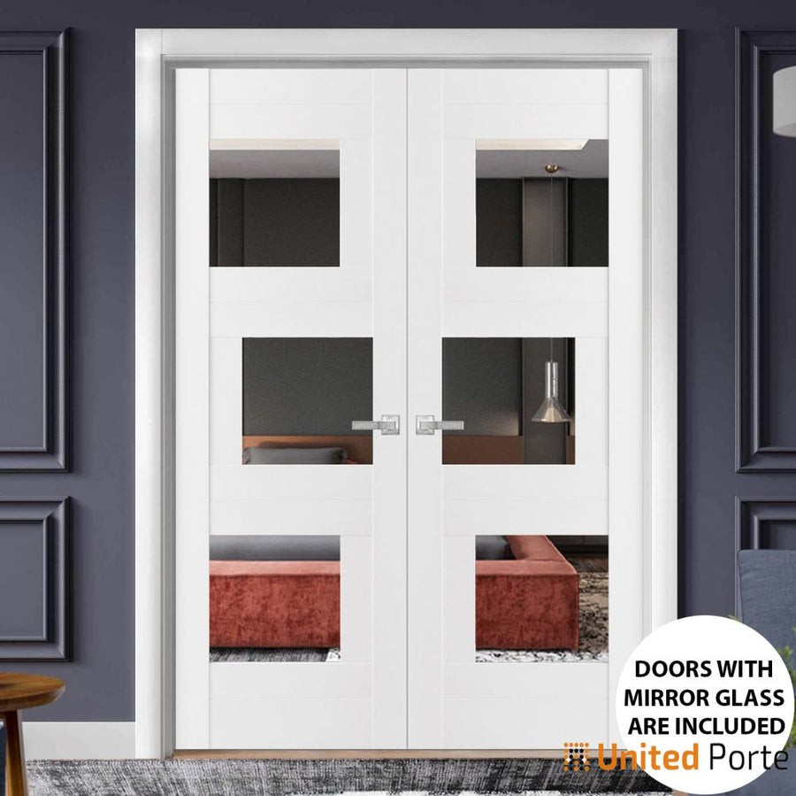 Sliding Closet Bypass Door with Mirror | Wood Solid Bedroom Wardrobe Doors | Sete 6999