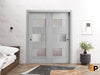 Sliding Closet Bypass Door with Opaque Glass | Wood Solid Bedroom Wardrobe Doors | 6933