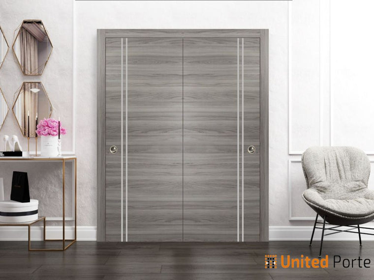 Sliding Closet Bypass Doors with Hardware | Modern Wood Solid Bedroom Wardrobe Doors | Planum 0310