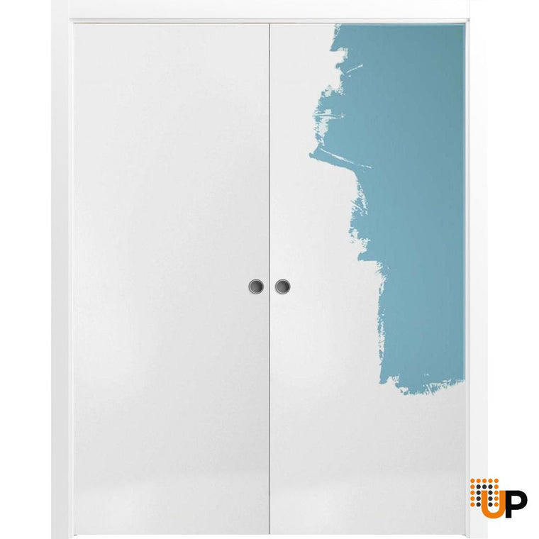 Sliding French Pocket Door | Solid Wood Interior Bedroom Sturdy Doors | Planum 0010 Primed