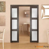 Sliding French Pocket Door with Frosted Glass | Solid Wood Interior Bedroom Sturdy Doors | Buy Doors Online