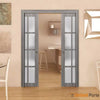 Sliding French Pocket Door with 12 Lites Frosted Glass | Solid Wood Interior Bedroom Sturdy Doors  | Buy Doors Online