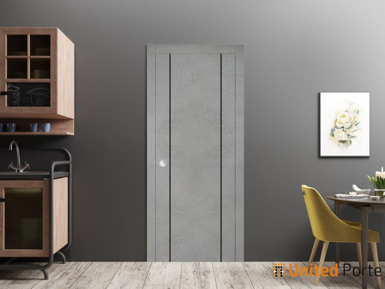 Sliding French Pocket Door | Solid Wood Interior Bedroom Sturdy Doors | Planum 0017