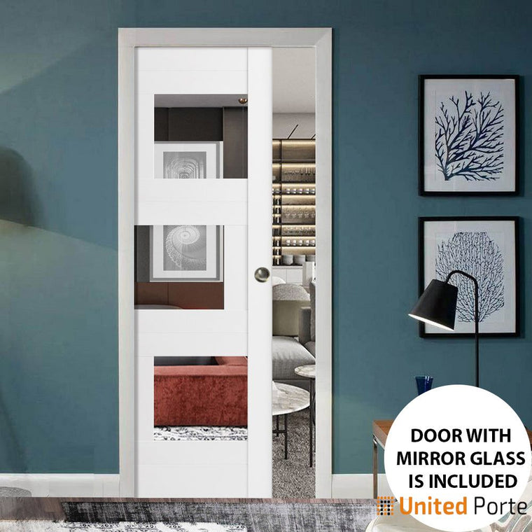 Sliding Pocket Door with Mirror | MDF Interior Bedroom Modern Doors | Sete 6999