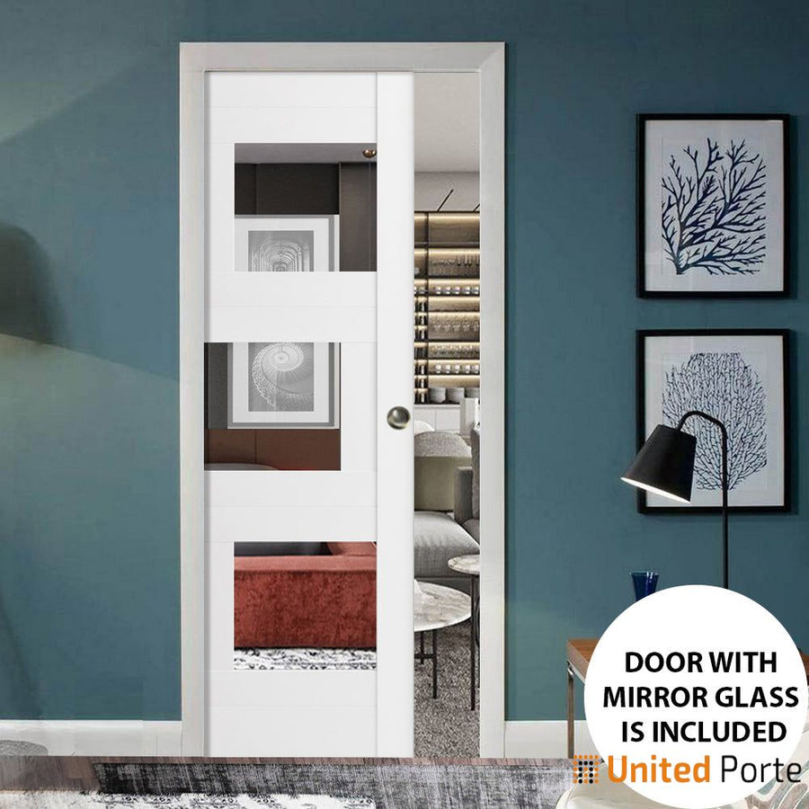 Sliding Pocket Door with Mirror | MDF Interior Bedroom Modern Doors | Sete 6999