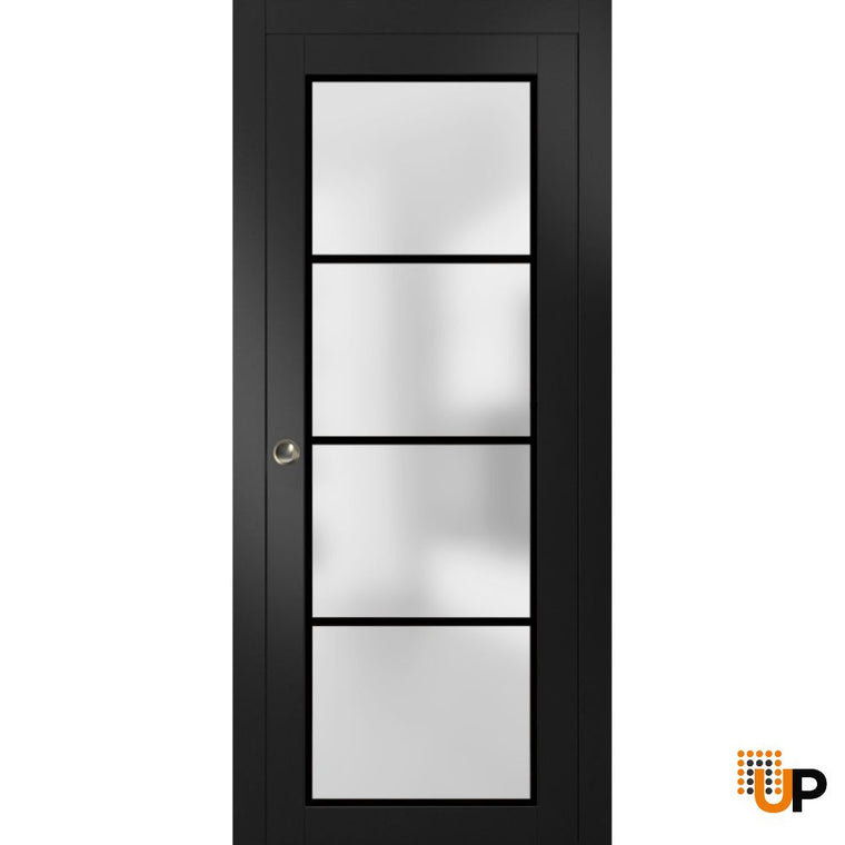 Sliding Pocket Door with Frosted Tempered Glass | Solid Wood Interior Bedroom Bathroom Closet Sturdy Doors | Planum 2132