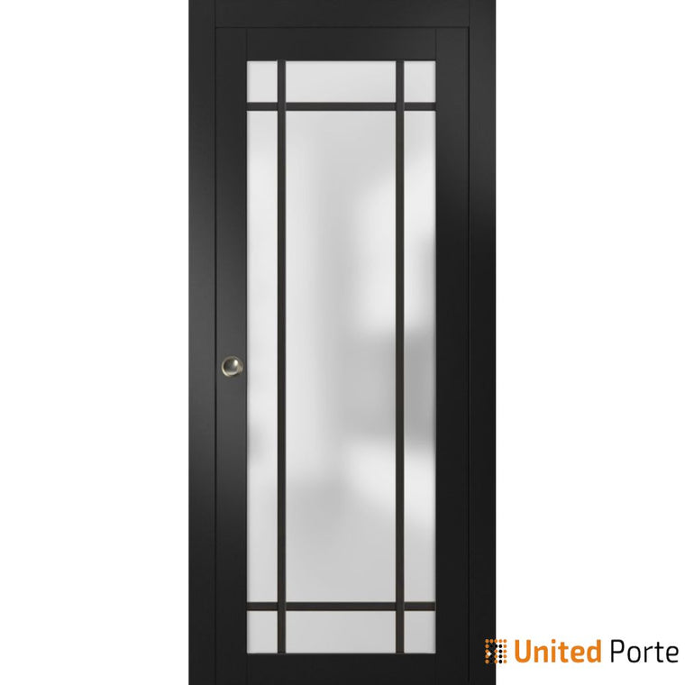 Sliding Pocket Door with Frosted Tempered Glass | Solid Wood Interior Sturdy Doors | Planum 2112