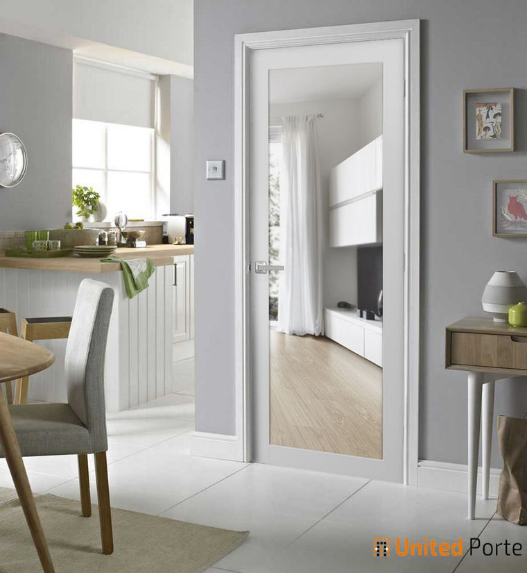 Solid French Door with Clear Glass | Bathroom Bedroom Sturdy Doors | Lucia 2166