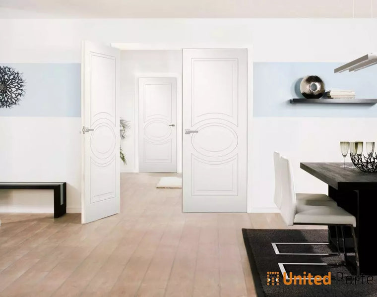 Solid French Door with Decorative Panels | Bathroom Bedroom Modern Doors | Mela 7001