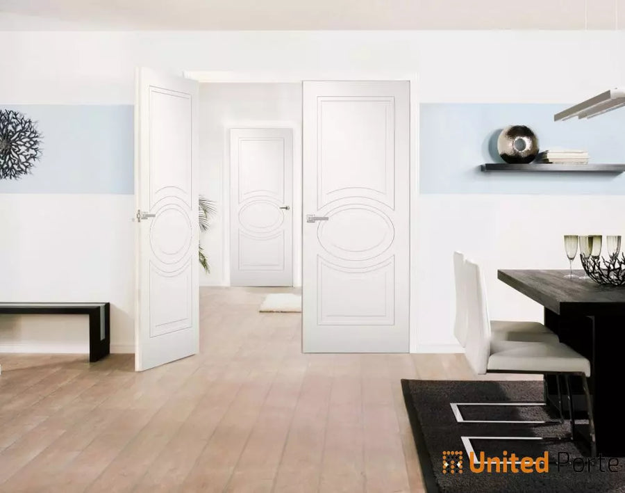 Solid French Door with Decorative Panels | Bathroom Bedroom Modern Doors | Mela 7001