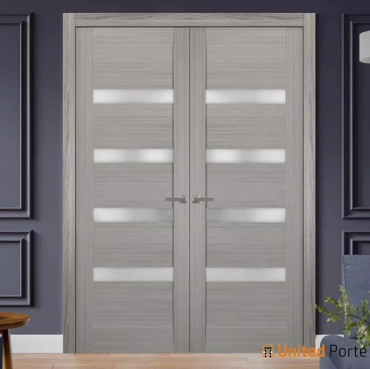 Solid French Door with Frosted Glass | Closet Bedroom Sturdy Doors | Quadro 4113