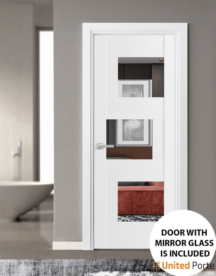 Solid French Door with Mirror| Bathroom Bedroom Modern Doors | Sete 6999