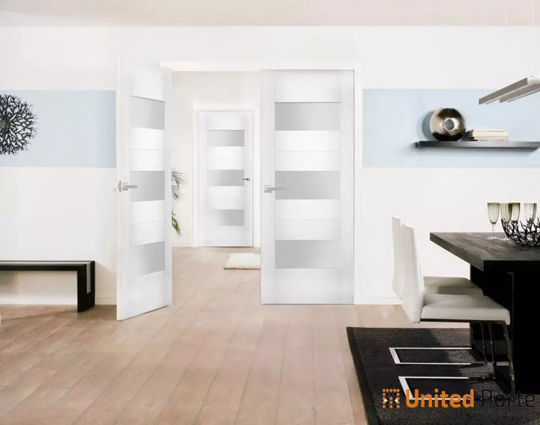 Solid French Door with Opaque Glass | Bathroom Bedroom Modern Doors | Sete 6003