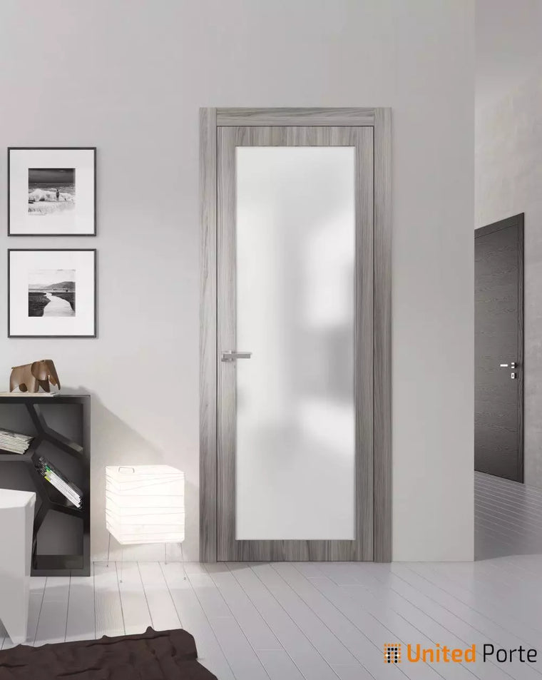 Solid French Doors with Frosted Glass | Closet Bedroom Sturdy Doors | Planum 2102