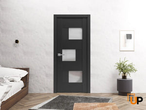 Solid French Modern Door with Opaque Glass | Closet Bedroom Modern Doors | Buy Doors Online