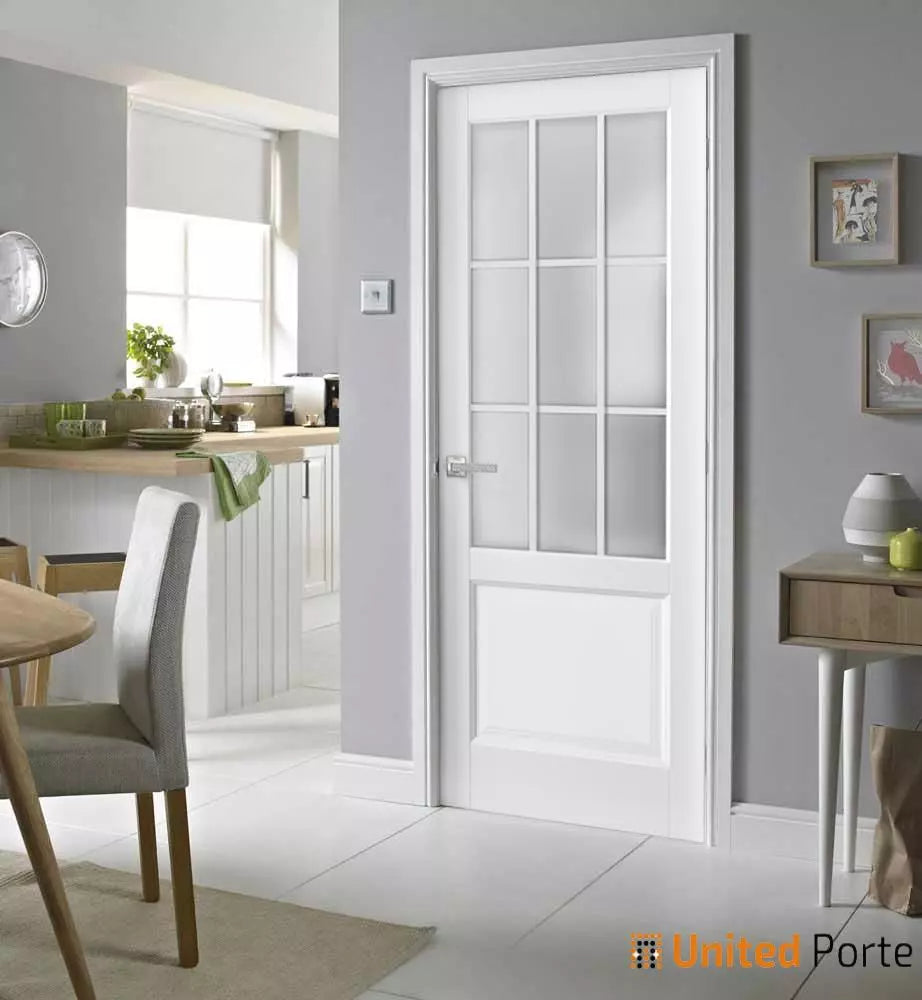 Solid French Swing Doors with Frosted Glass | Bathroom Bedroom Sturdy Doors  | Felicia 3309, image size:922x1000
